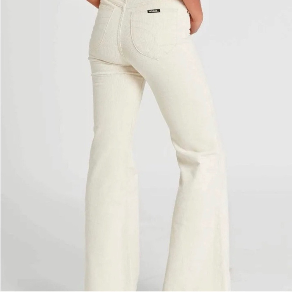 ROLLAS EAST COAST Wide Leg FLARE CORDUROY PANTS Beige Cream 28
